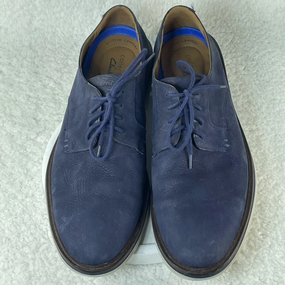 Clarks Collection Loafers Mens 11.5 Blue Extreme Comfort Suede Lace Up Shoes